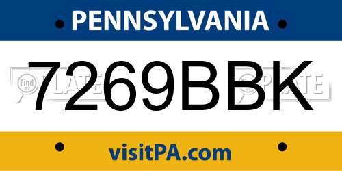 7269BBK Pennsylvania License Plate