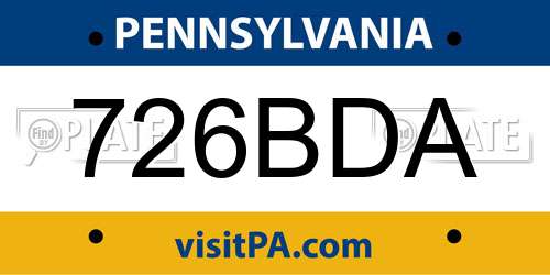 726BDA Pennsylvania License Plate