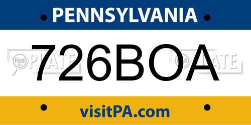 726BOA Pennsylvania License Plate