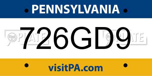 726GD9 Pennsylvania License Plate