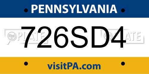 726SD4 Pennsylvania License Plate