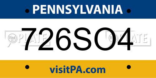 726SO4 Pennsylvania License Plate