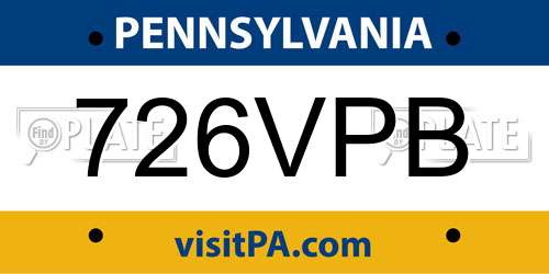 726VPB Pennsylvania License Plate