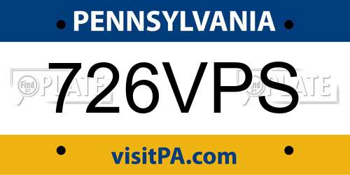 726VPS Pennsylvania License Plate