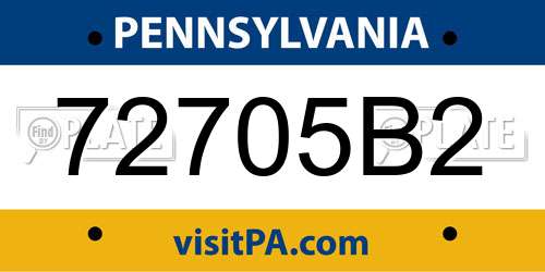 72705B2 Pennsylvania License Plate