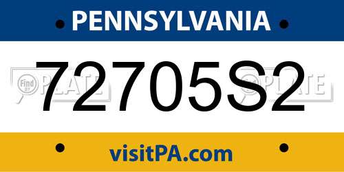 72705S2 Pennsylvania License Plate