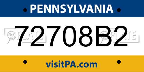 72708B2 Pennsylvania License Plate