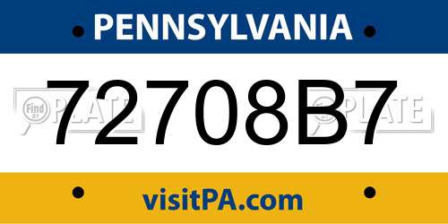 72708B7 Pennsylvania License Plate