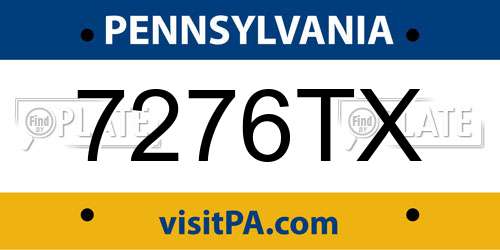 7276TX Pennsylvania License Plate