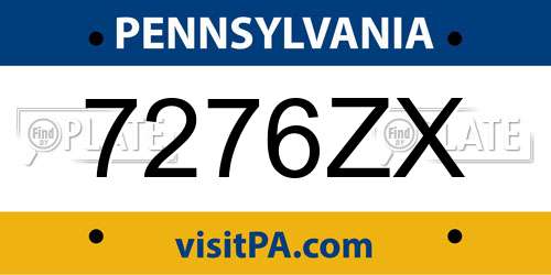 7276ZX Pennsylvania License Plate