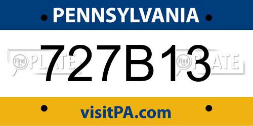 727B13 Pennsylvania License Plate