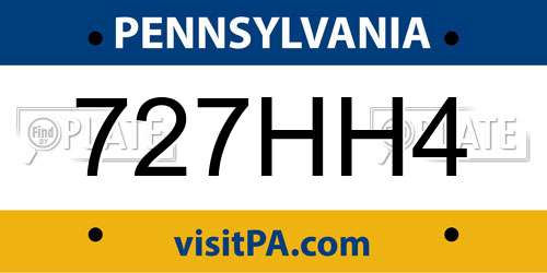 727HH4 Pennsylvania License Plate