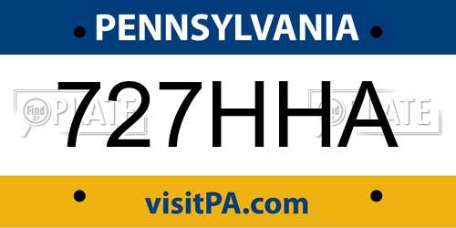 727HHA Pennsylvania License Plate