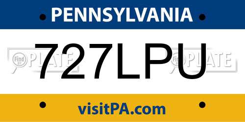 727LPU Pennsylvania License Plate