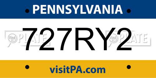 727RY2 Pennsylvania License Plate