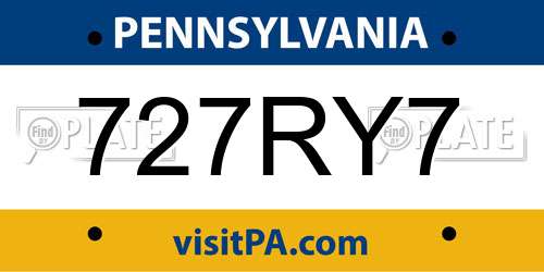 727RY7 Pennsylvania License Plate