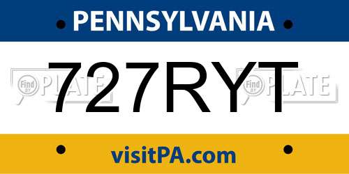 727RYT Pennsylvania License Plate