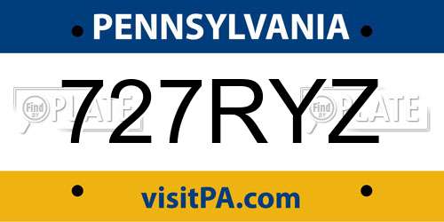 727RYZ Pennsylvania License Plate