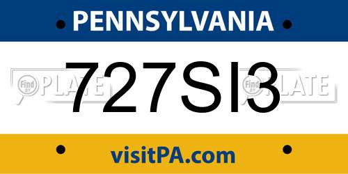 727SI3 Pennsylvania License Plate