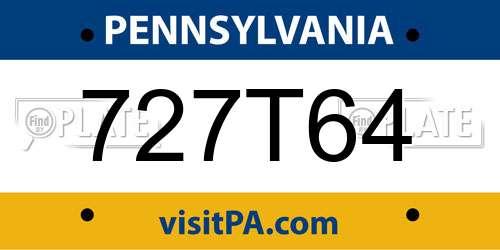 727T64 Pennsylvania License Plate