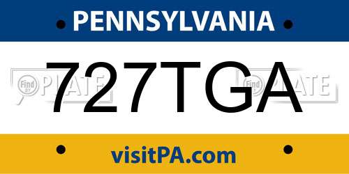 727TGA Pennsylvania License Plate