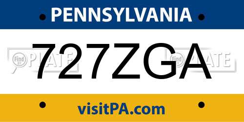 727ZGA Pennsylvania License Plate