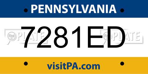7281ED Pennsylvania License Plate