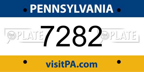 7282 Pennsylvania License Plate
