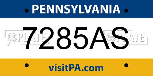 7285AS Pennsylvania License Plate