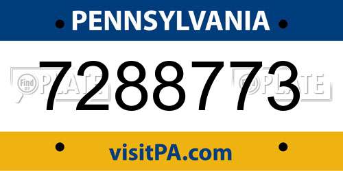 7288773 Pennsylvania License Plate