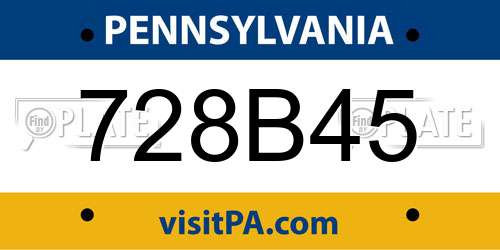 728B45 Pennsylvania License Plate