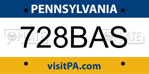 728BAS Pennsylvania License Plate