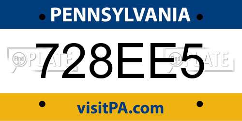 728EE5 Pennsylvania License Plate