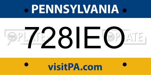 728IEO Pennsylvania License Plate