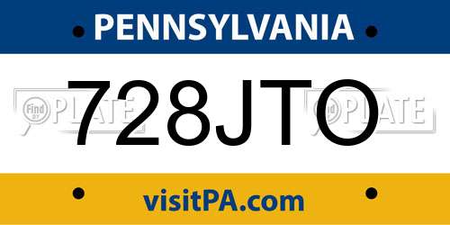 728JTO Pennsylvania License Plate