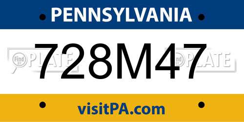 728M47 Pennsylvania License Plate