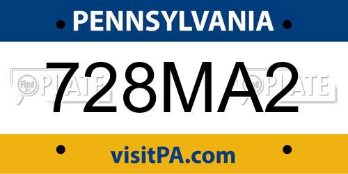 728MA2 Pennsylvania License Plate
