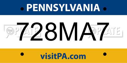 728MA7 Pennsylvania License Plate