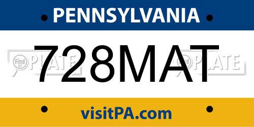 728MAT Pennsylvania License Plate