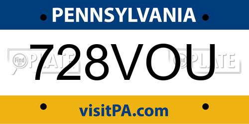 728VOU Pennsylvania License Plate