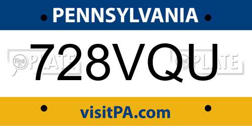728VQU Pennsylvania License Plate