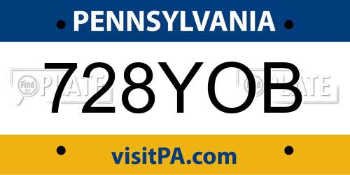 728YOB Pennsylvania License Plate