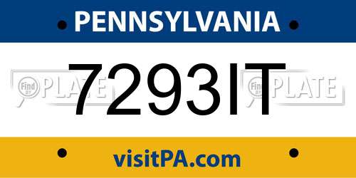 7293IT Pennsylvania License Plate