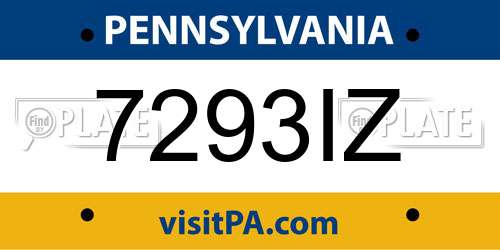 7293IZ Pennsylvania License Plate