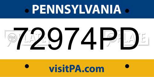 72974PD Pennsylvania License Plate