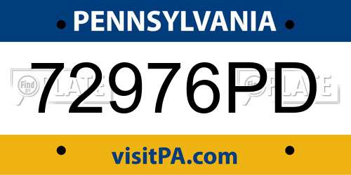72976PD Pennsylvania License Plate