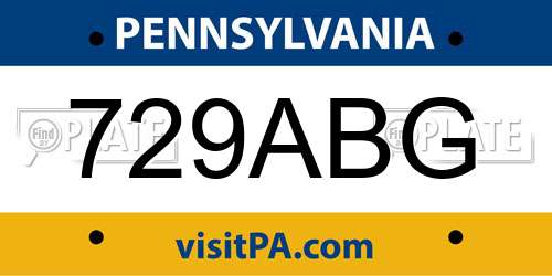 729ABG Pennsylvania License Plate