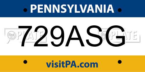 729ASG Pennsylvania License Plate