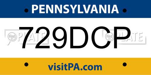729DCP Pennsylvania License Plate