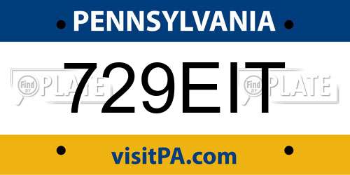 729EIT Pennsylvania License Plate